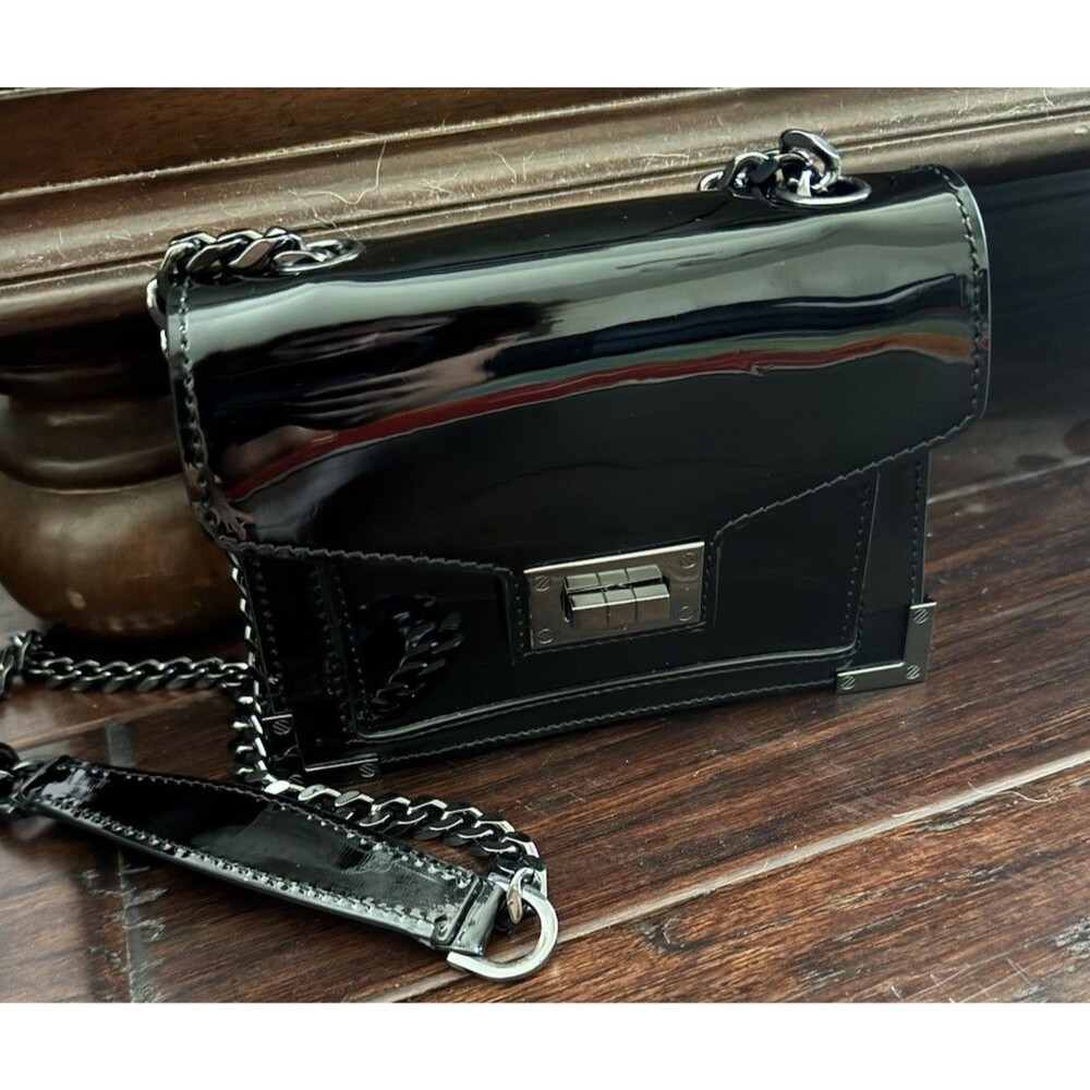 The Kooples Black Patent Leather Chain Bag